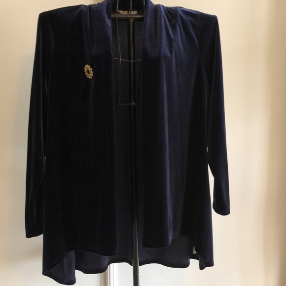 2pc Susan Graver Navy Blue Velour Velvet Jacket & matching Dress. Gorgeous se - Picture 6 of 10